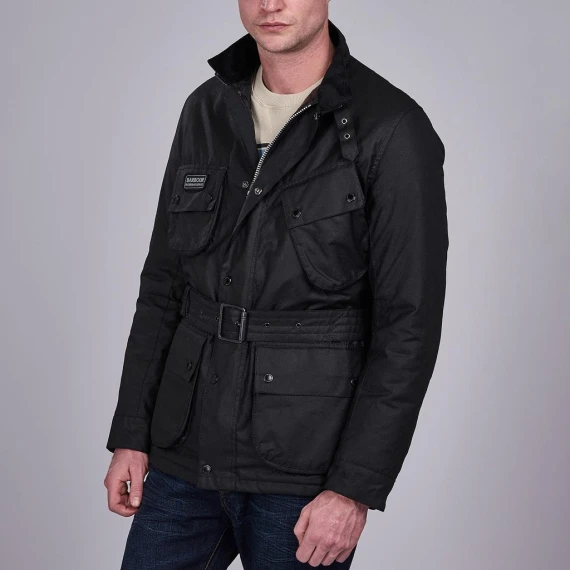 Giacca Barbour International MWX1711 in cotone cerato nero