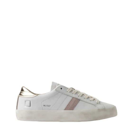 Sneakers D.A.T.E. HILL LOW in pelle bianco e platino