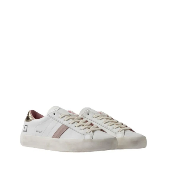 Sneakers D.A.T.E. HILL LOW in pelle bianco e platino