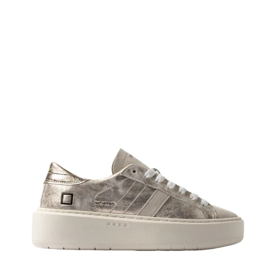 Sneakers D.A.T.E. HILL LOW PLATFORM in pelle platino