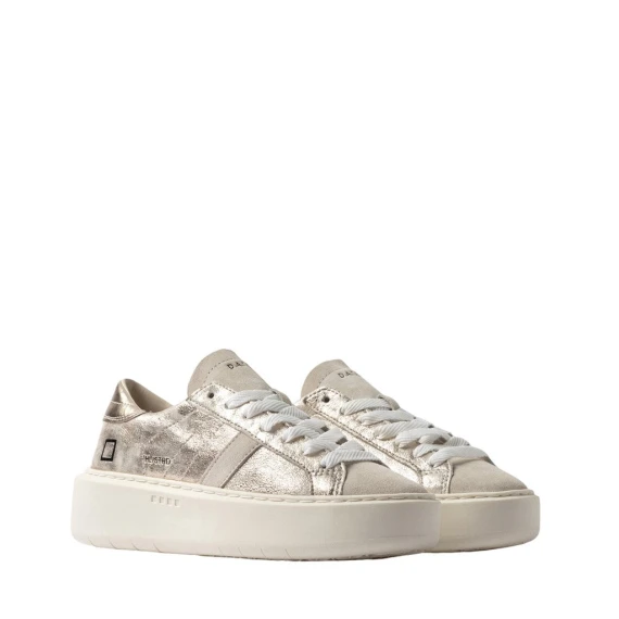 Sneakers D.A.T.E. HILL LOW PLATFORM in pelle platino
