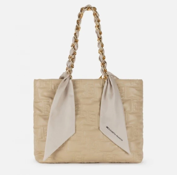 Borsa Elisabetta Franchi BS05A41E2 in tessuto beige