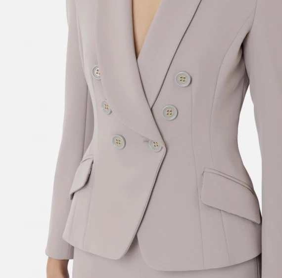 Blazer Elisabetta Franchi GI072 in tessuto color perla