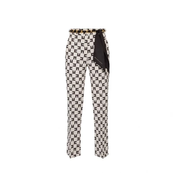 Pantalone Elisabetta Franchi PAS1641E2  in tessuto bianco e nero