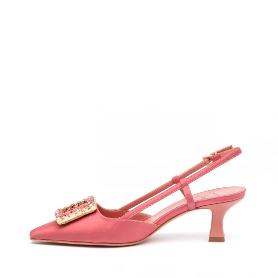 Slingback Festa STEFI in raso rosa antico