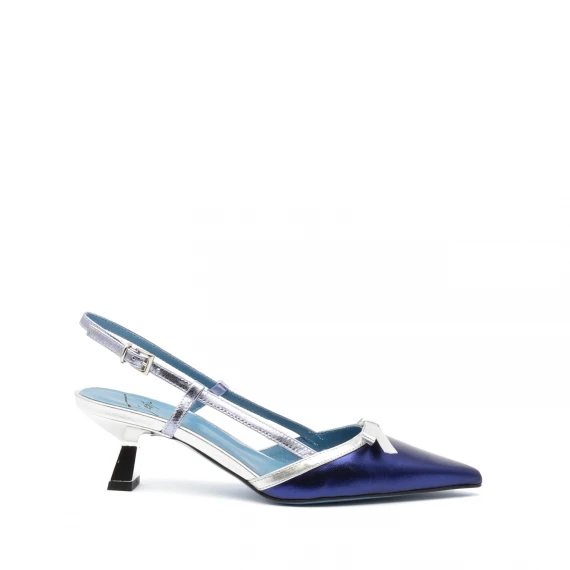 Slingback Festa IAMY in pelle blu e argento