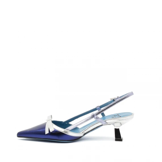 Slingback Festa IAMY in pelle blu e argento