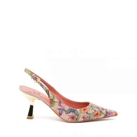 Slingback Festa FRANS in tessuto stampa floreale