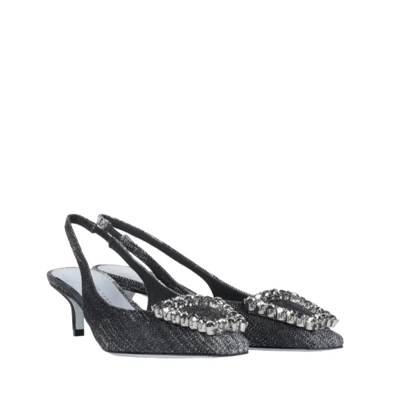 Slingback Festa FUTURA in tessuto jeans nero