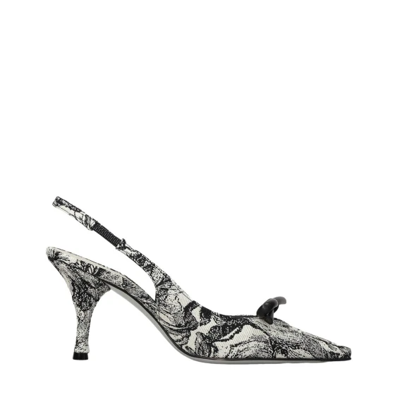 Slingback Festa MARIGOLD in tessuto bianco e nero