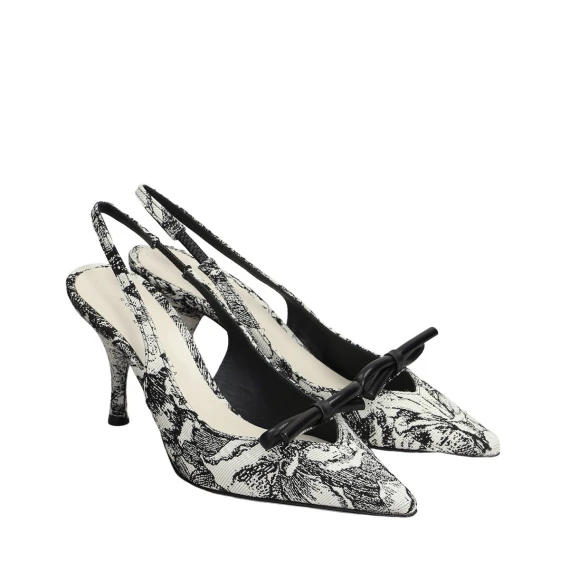 Slingback Festa MARIGOLD in tessuto bianco e nero