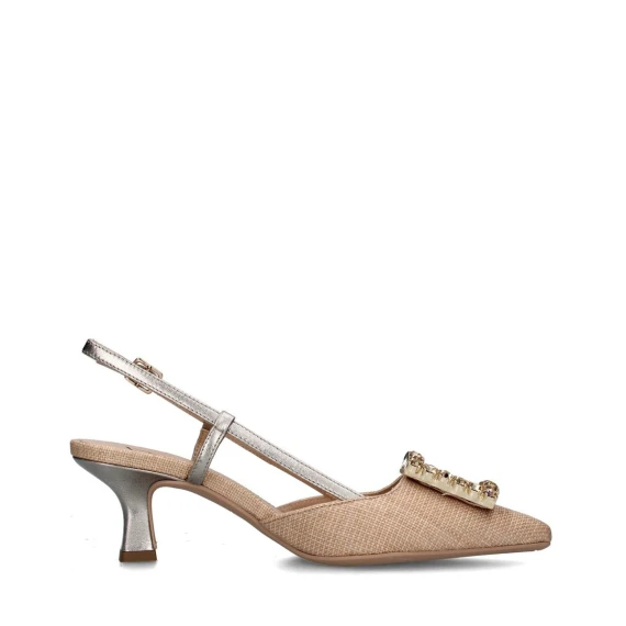 Slingback Festa STEFY in tessuto lavorato color corda