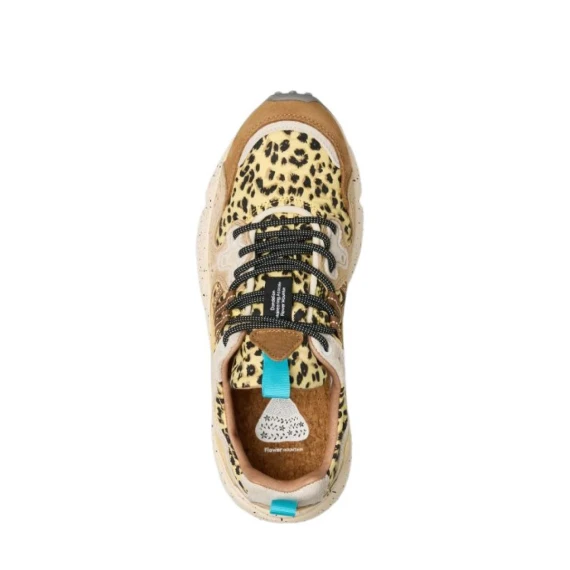 Sneakers Flower Mountain 4D11 in tessuto giallo