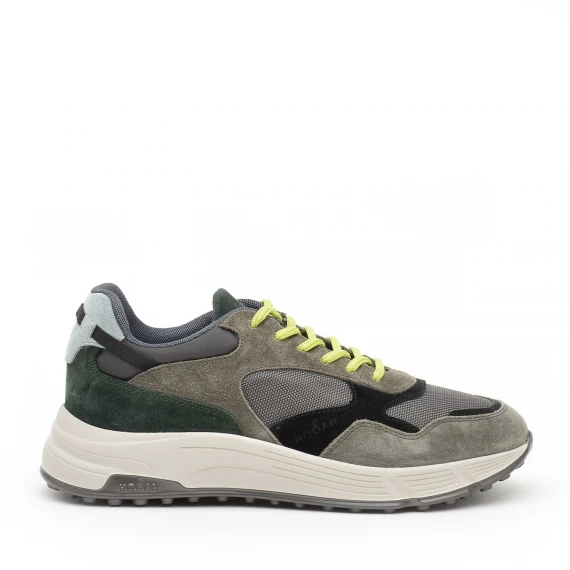 Sneakers Hogan H563 in camoscio e tessuto verde