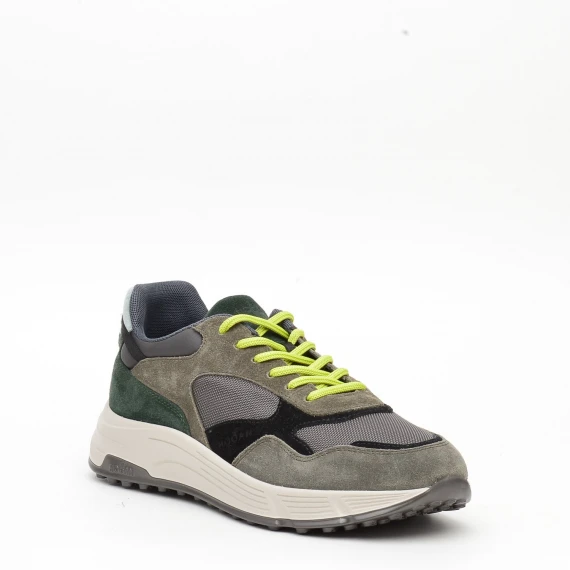 Sneakers Hogan H563 in camoscio e tessuto verde