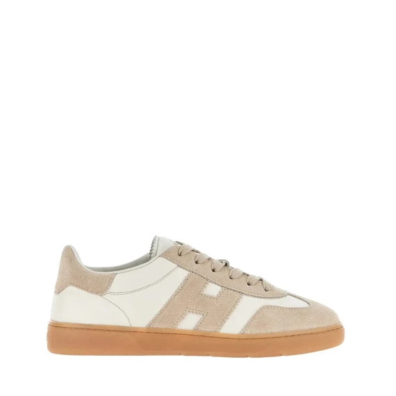 Sneakers Hogan Cool in pelle bianca e camoscio beige