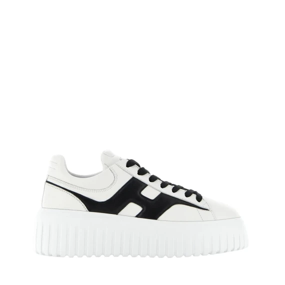 Sneakers Hogan H-Stripes in pelle bianco e nero