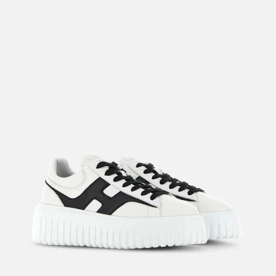 Sneakers Hogan H-Stripes in pelle bianco e nero
