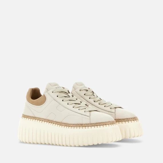 Sneakers Hogan H-Stripes in pelle avorio