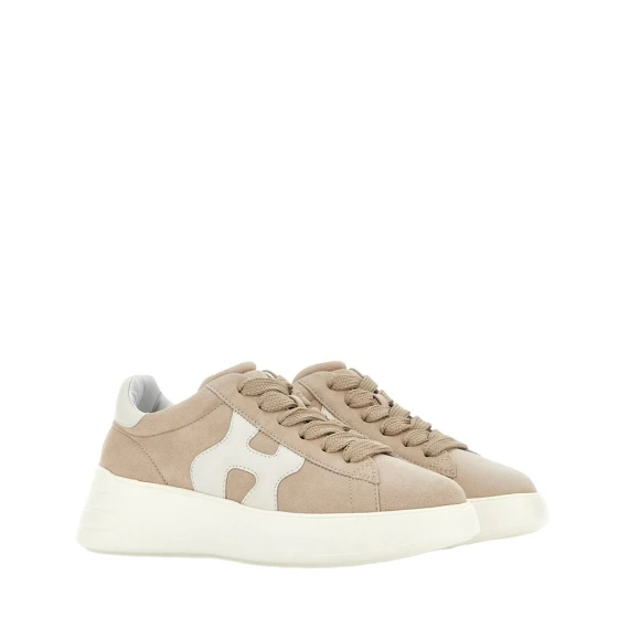 Sneakers Hogan Rebel in camoscio beige