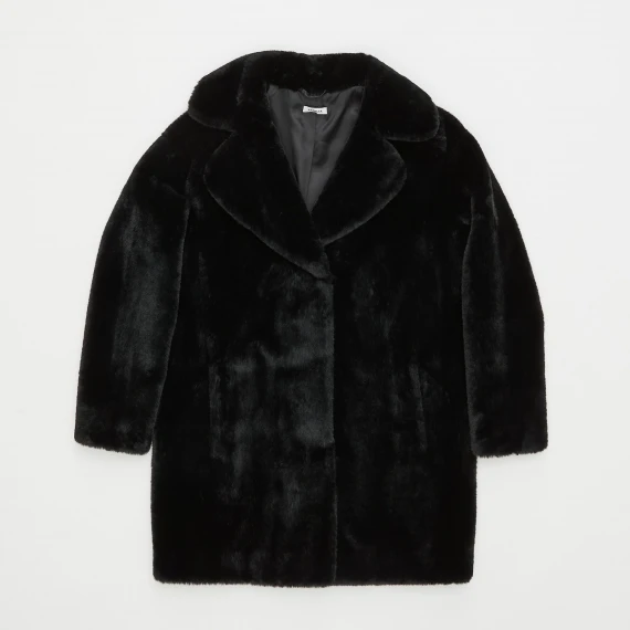 Cappotto in ecopelliccia nero