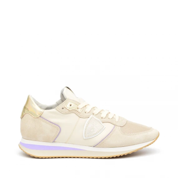 Sneakers Philippe Model TZLD in camoscio e tessuto beige