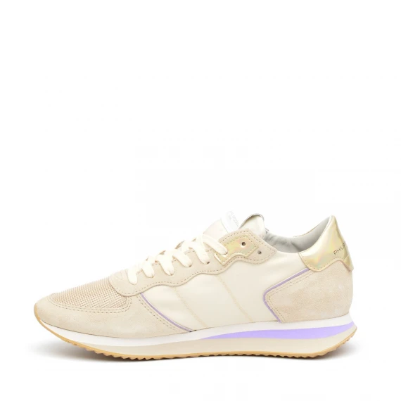 Sneakers Philippe Model TZLD in camoscio e tessuto beige