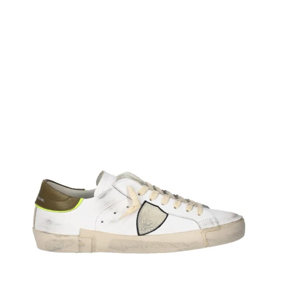Sneakers Philippe Model PRLU in pelle bianco e verde militare