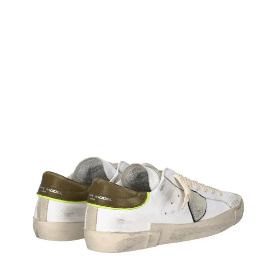 Sneakers Philippe Model PRLU in pelle bianco e verde militare