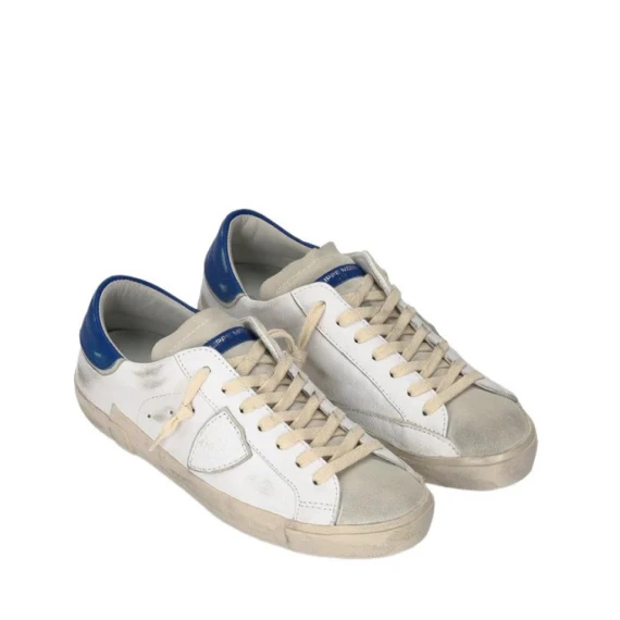 Sneakers Philippe Model PRLU in pelle bianco e bluette