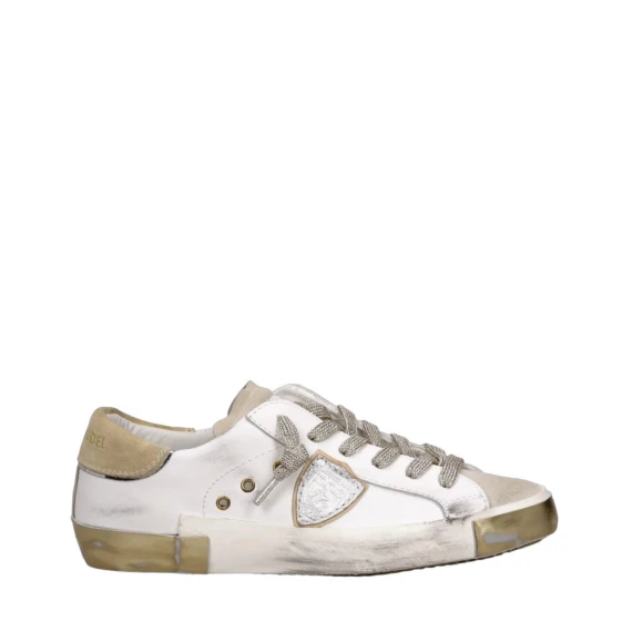 Sneakers Philippe Model PRLD in pelle bianco e oro