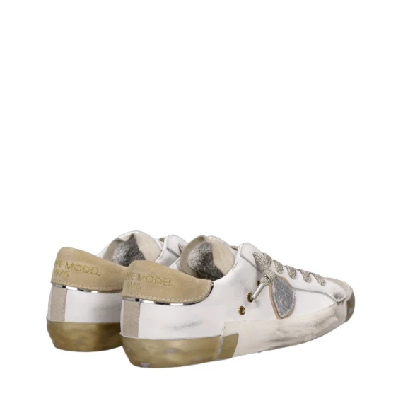 Sneakers Philippe Model PRLD in pelle bianco e oro