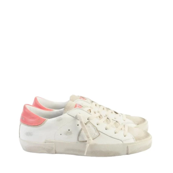 Sneakers Philippe Model PRLD in pelle bianco e rosa