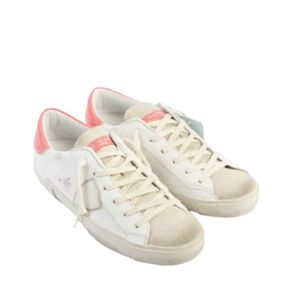 Sneakers Philippe Model PRLD in pelle bianco e rosa