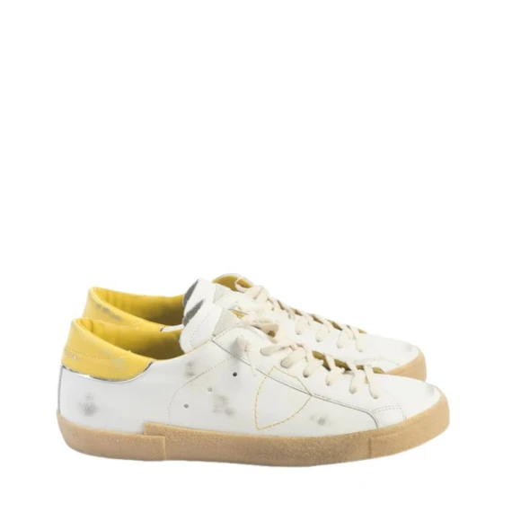 Sneakers Philippe Model PRLU in pelle bianco e giallo