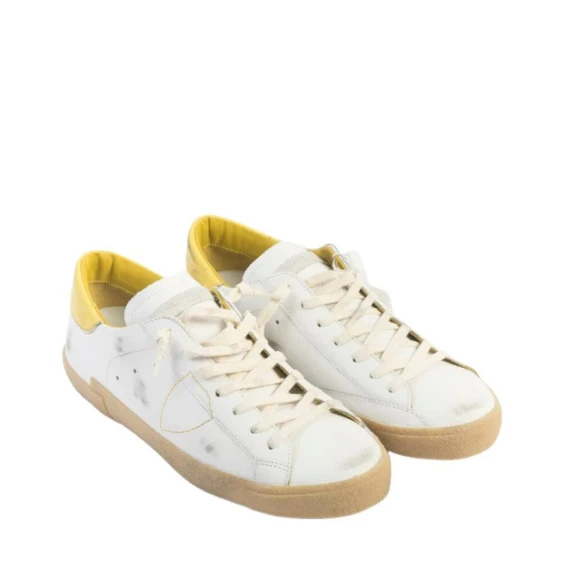 Sneakers Philippe Model PRLU in pelle bianco e giallo