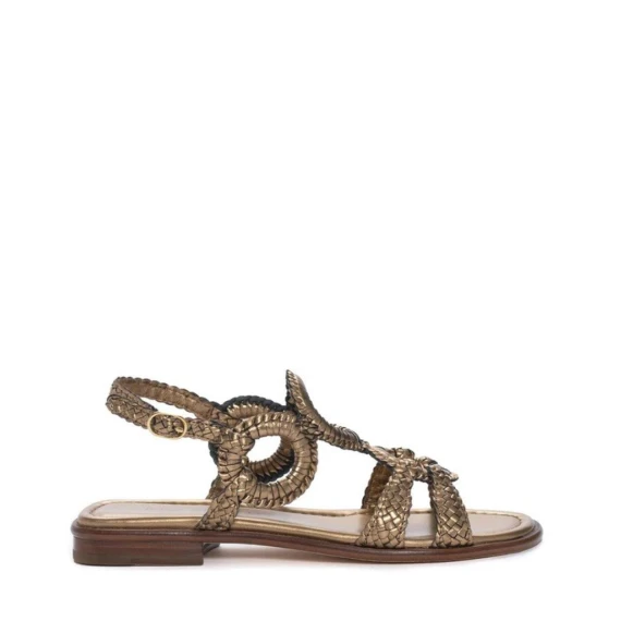 Sandalo Pons Quintana 11235 in pelle intrecciata color bronzo