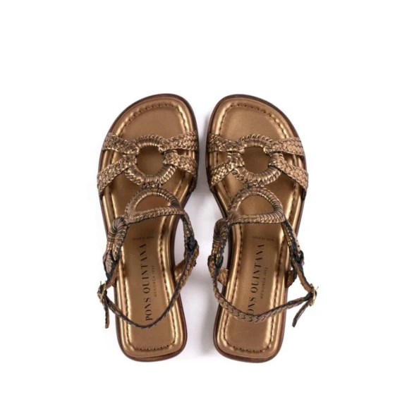 Sandalo Pons Quintana 11235 in pelle intrecciata color bronzo