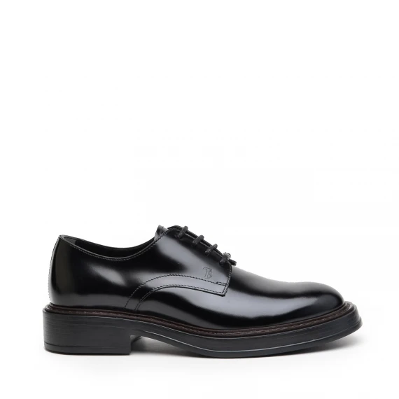 Stringata Tod's in pelle semilucida nera