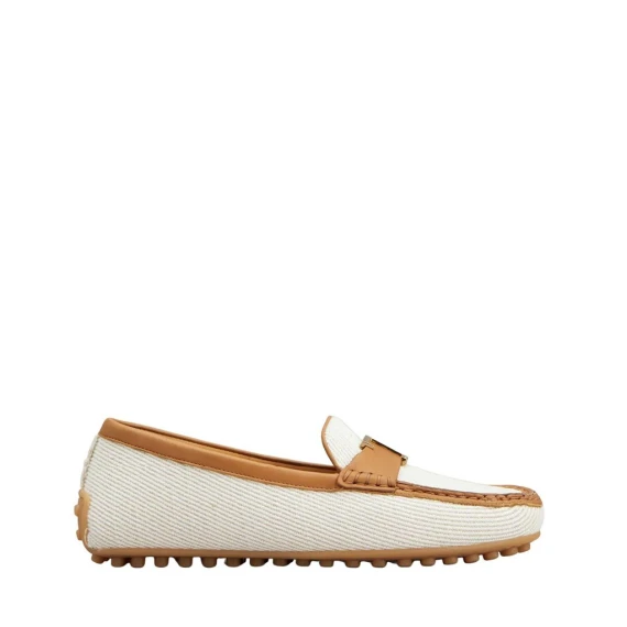 Mocassino Tod's  in tessuto misto cotone e lino bianco