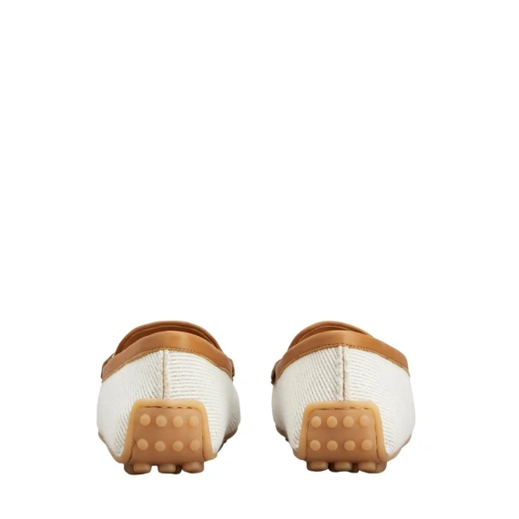 Mocassino Tod's  in tessuto misto cotone e lino bianco